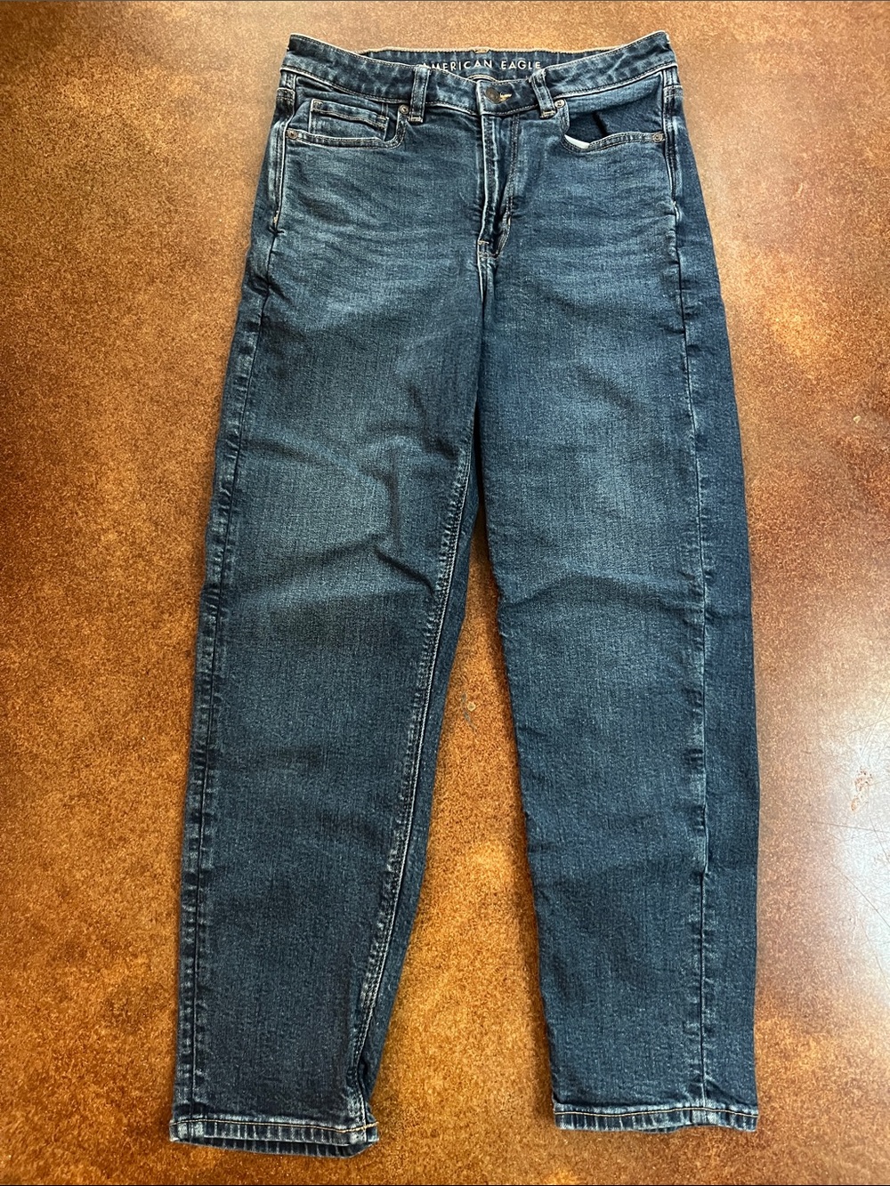 American Eagle Outfitters Black/Dark Blue High-Rise “Mom” Jeans Sz 8